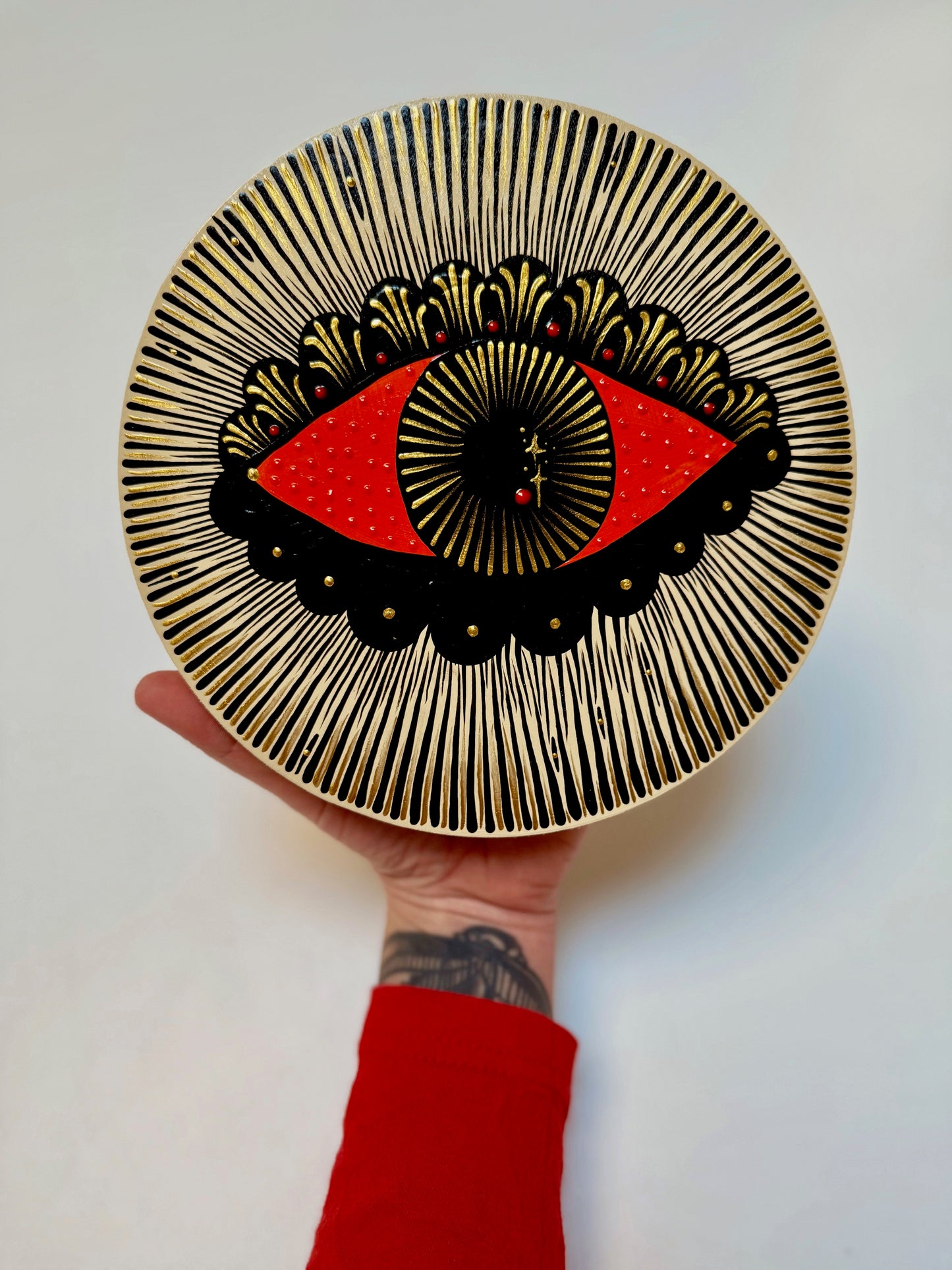 "Evil Eye"✷ Original on Wood Round Panel
