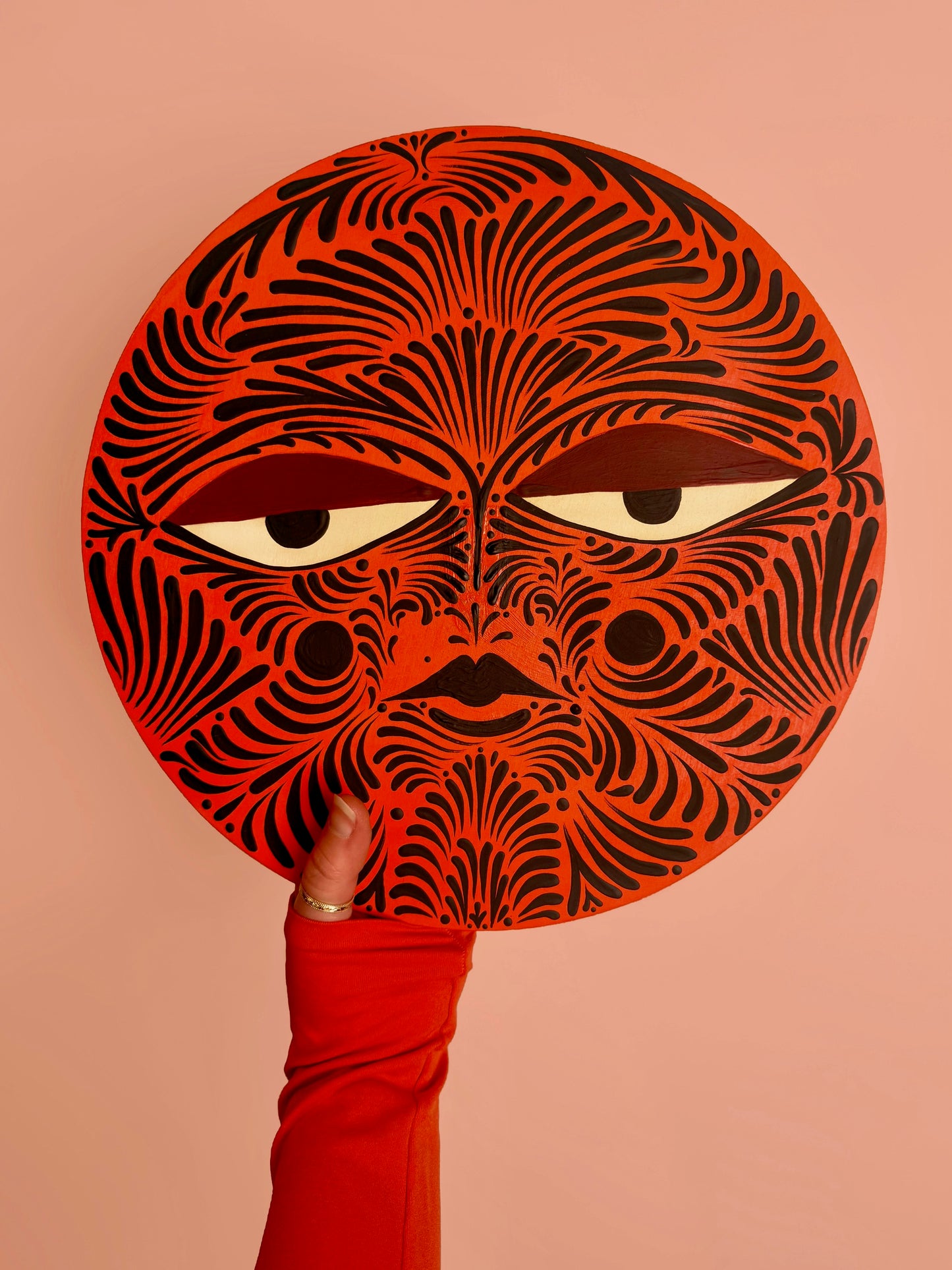 "POPPY"✷ Original on Wood Round Panel