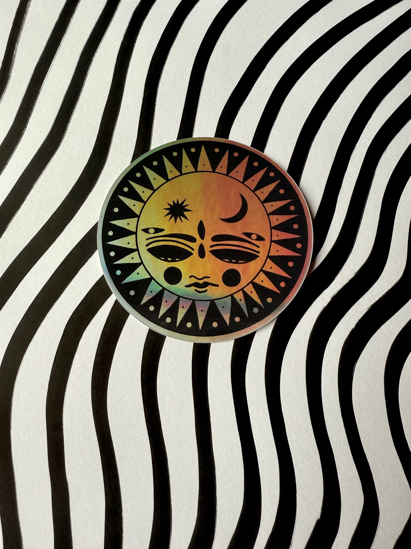 "Sleepy Moon" Holographic Sticker