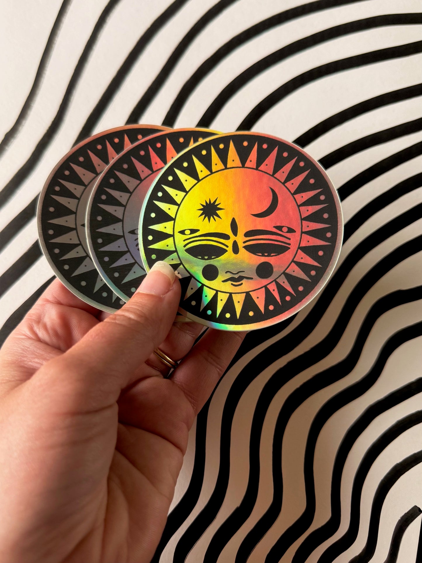 "Sleepy Moon" Holographic Sticker
