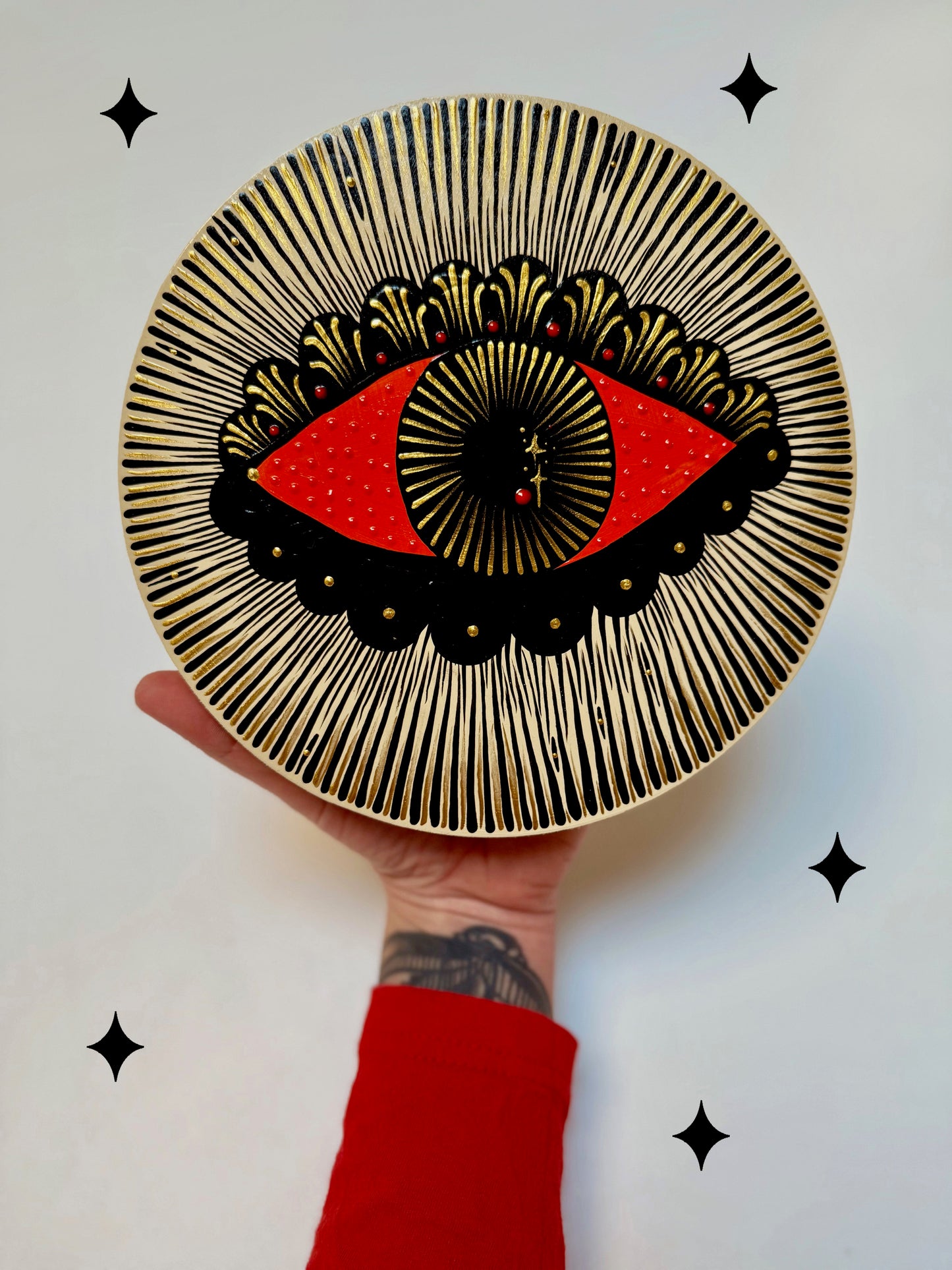 "Evil Eye"✷ Original on Wood Round Panel