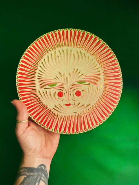 "Olive & Blush"✷ Original on Wood Round Panel