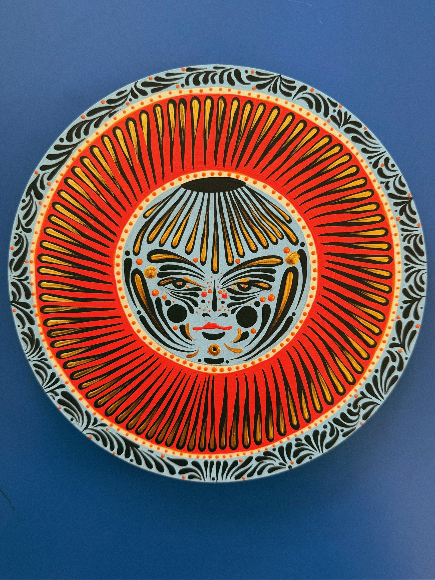 "Moonly"✷ Original on Wood Round Panel