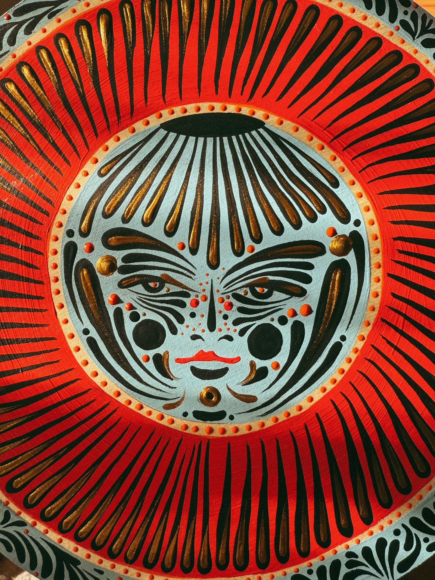 "Moonly"✷ Original on Wood Round Panel