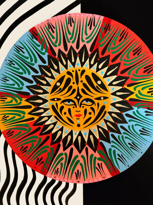 "Kaleidoscope"✷ Original on Wood Round Panel