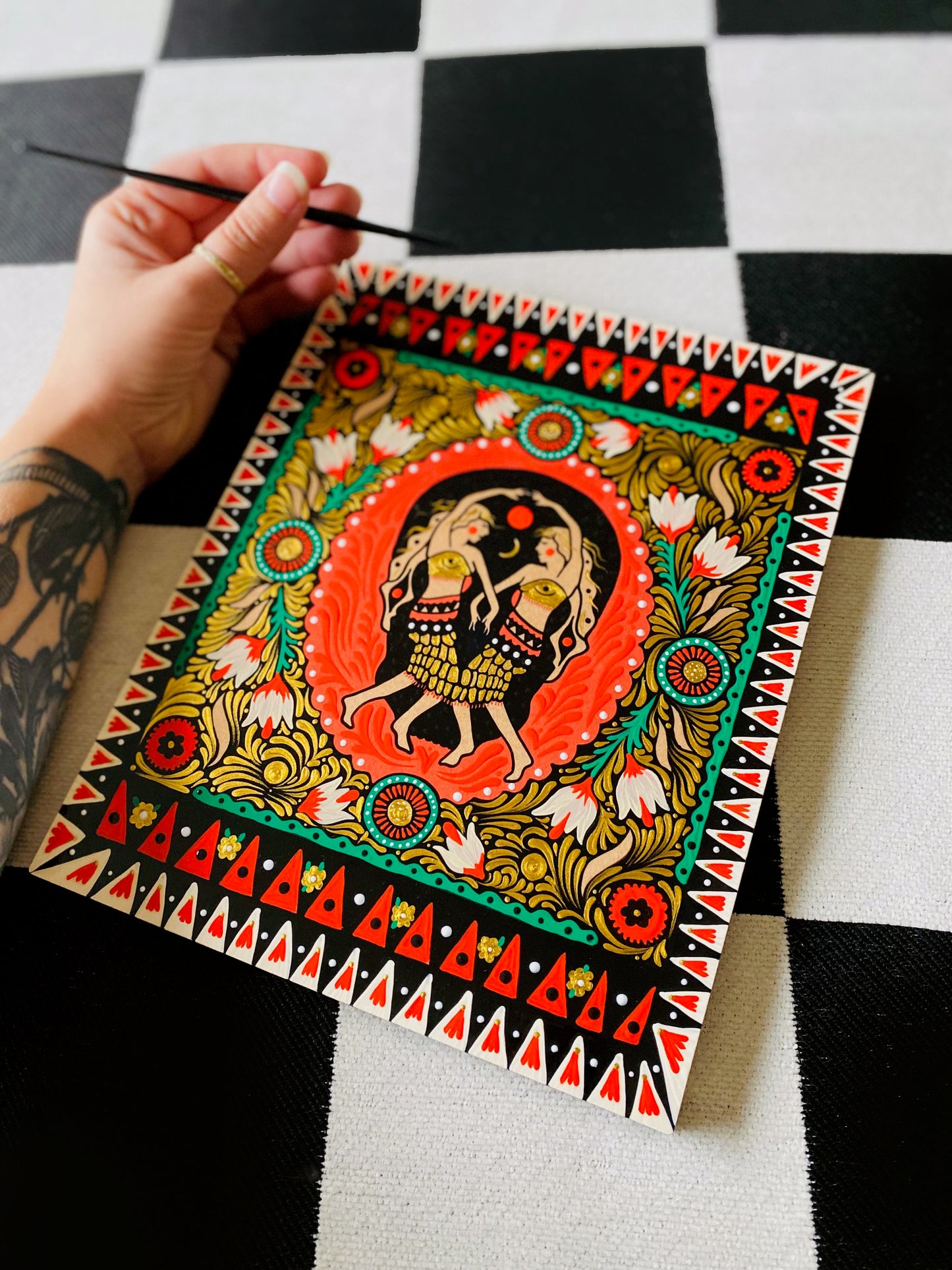 "Sun Sets the Same" Original on Maple Panel