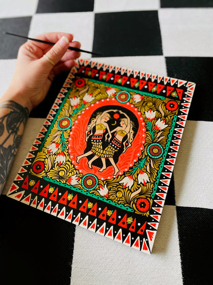 "Sun Sets the Same" Original on Maple Panel