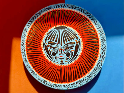 "Moonly"✷ Original on Wood Round Panel