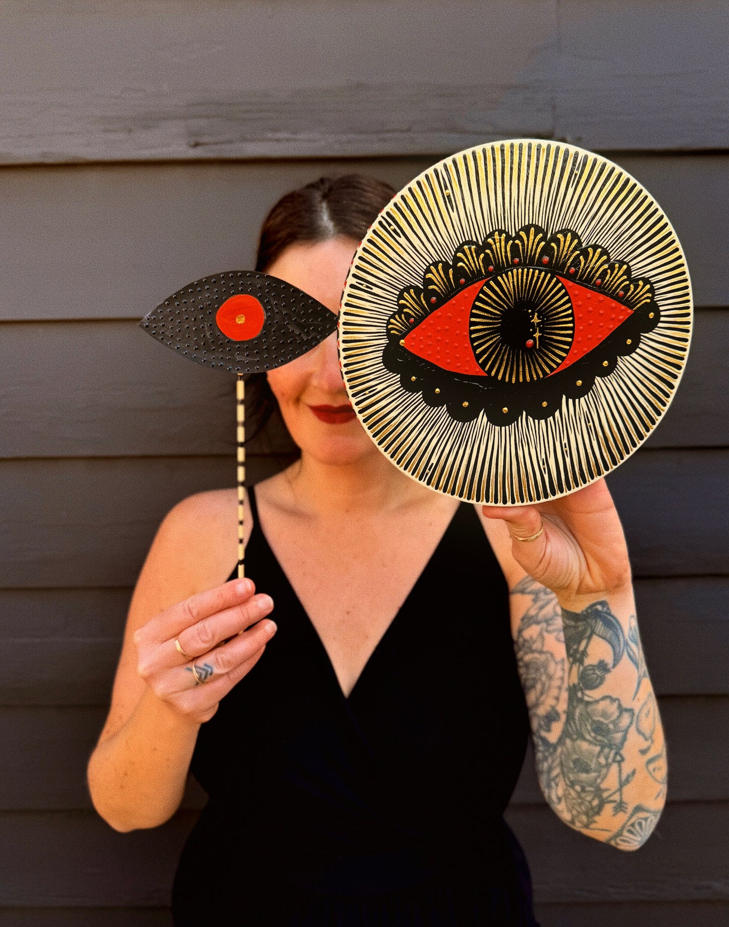 "Evil Eye"✷ Original on Wood Round Panel