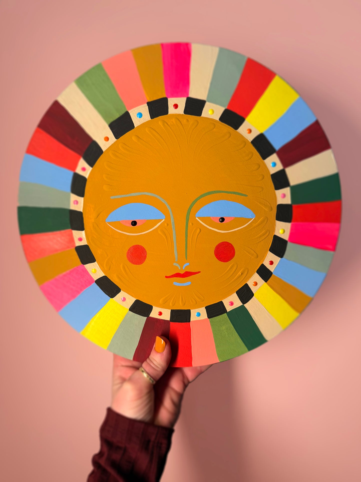 "Happiness"✷ Original on Wood Round Panel