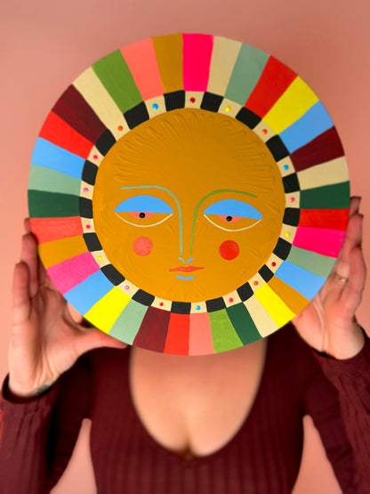 "Happiness"✷ Original on Wood Round Panel