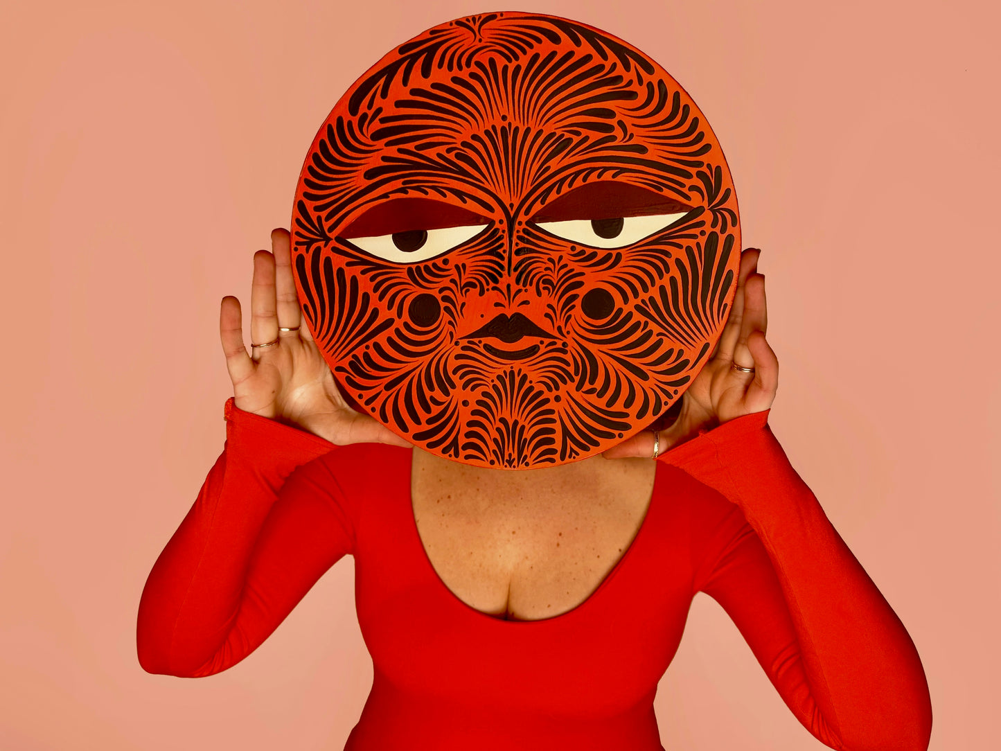 "POPPY"✷ Original on Wood Round Panel