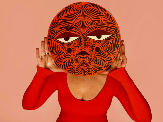 "POPPY"✷ Original on Wood Round Panel