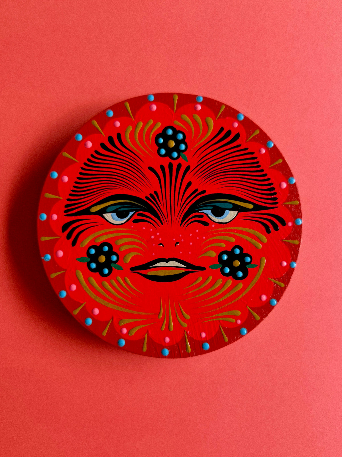 "Quiet Petal" Original on Wood Round Panel
