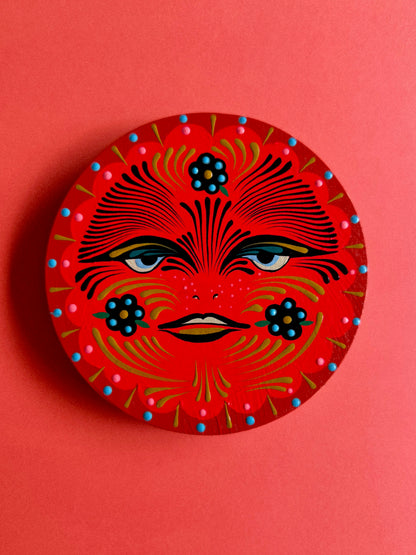 "Quiet Petal" Original on Wood Round Panel