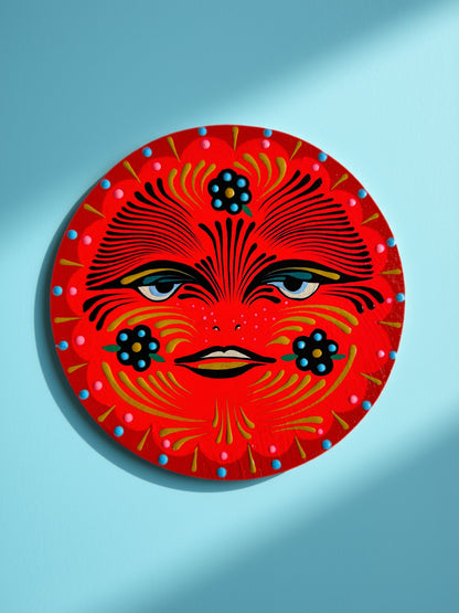 "Quiet Petal" Original on Wood Round Panel