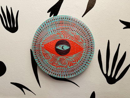 "Blue Moon"✷ Original on Wood Round Panel