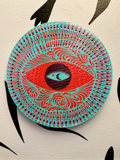 "Blue Moon"✷ Original on Wood Round Panel