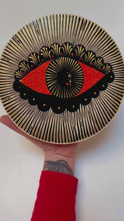 "Evil Eye"✷ Original on Wood Round Panel