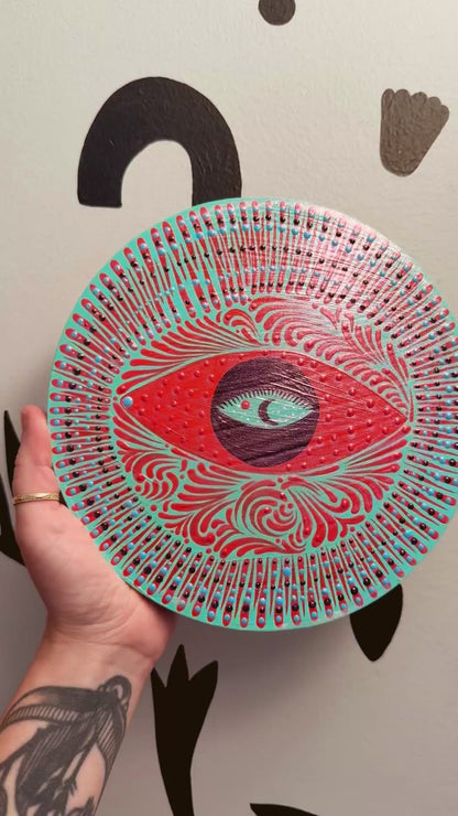 "Blue Moon"✷ Original on Wood Round Panel