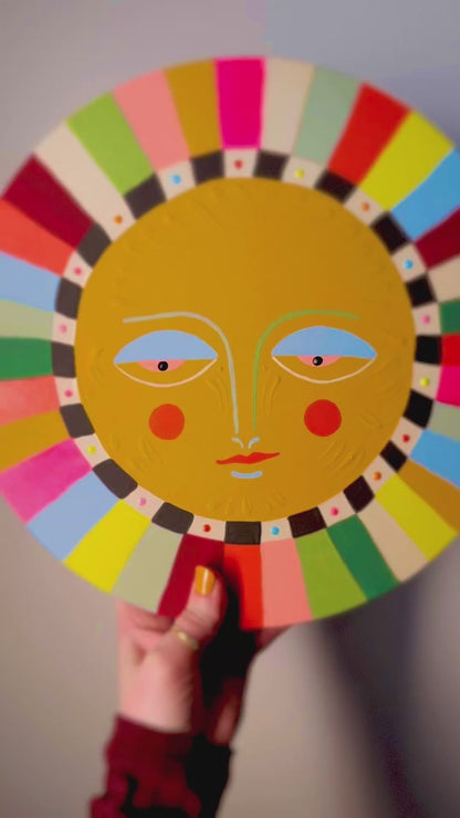 "Happiness"✷ Original on Wood Round Panel