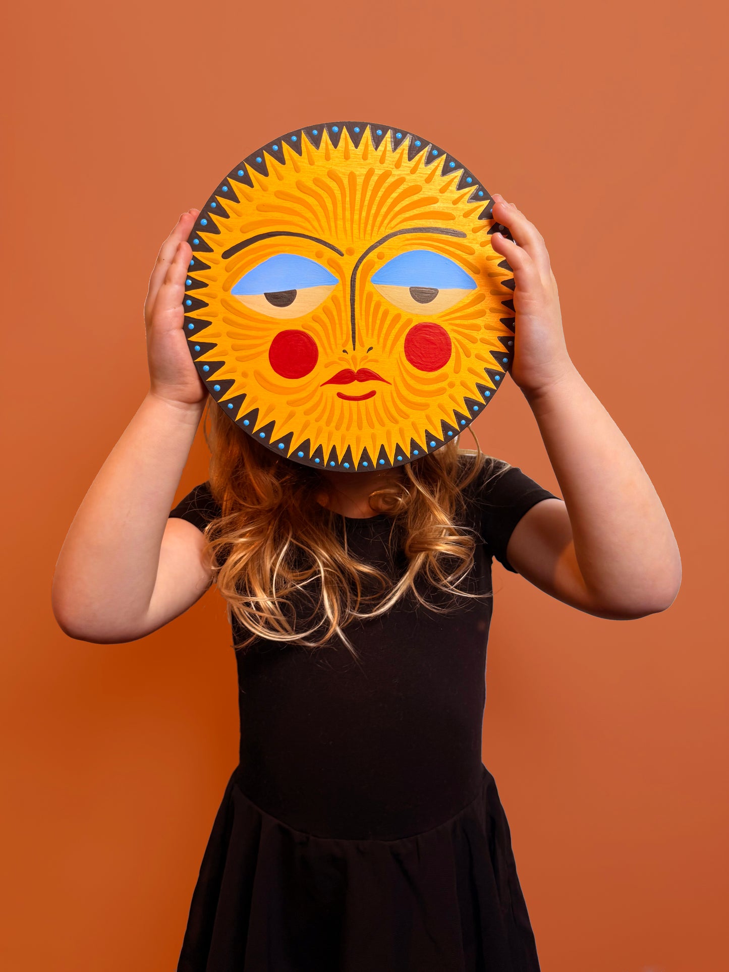 "Sun"✷ Original on Wood Round Panel